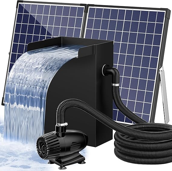 POPOSOAP 55W Pond Waterfall Spillway with Water Pump, 304 Stainless Steel Waterfall Kit with 9.8FT Corrugated Tube, Pond Waterfall Box for Outdoor Pond Waterfall Setup Waterfall System Garden Decor